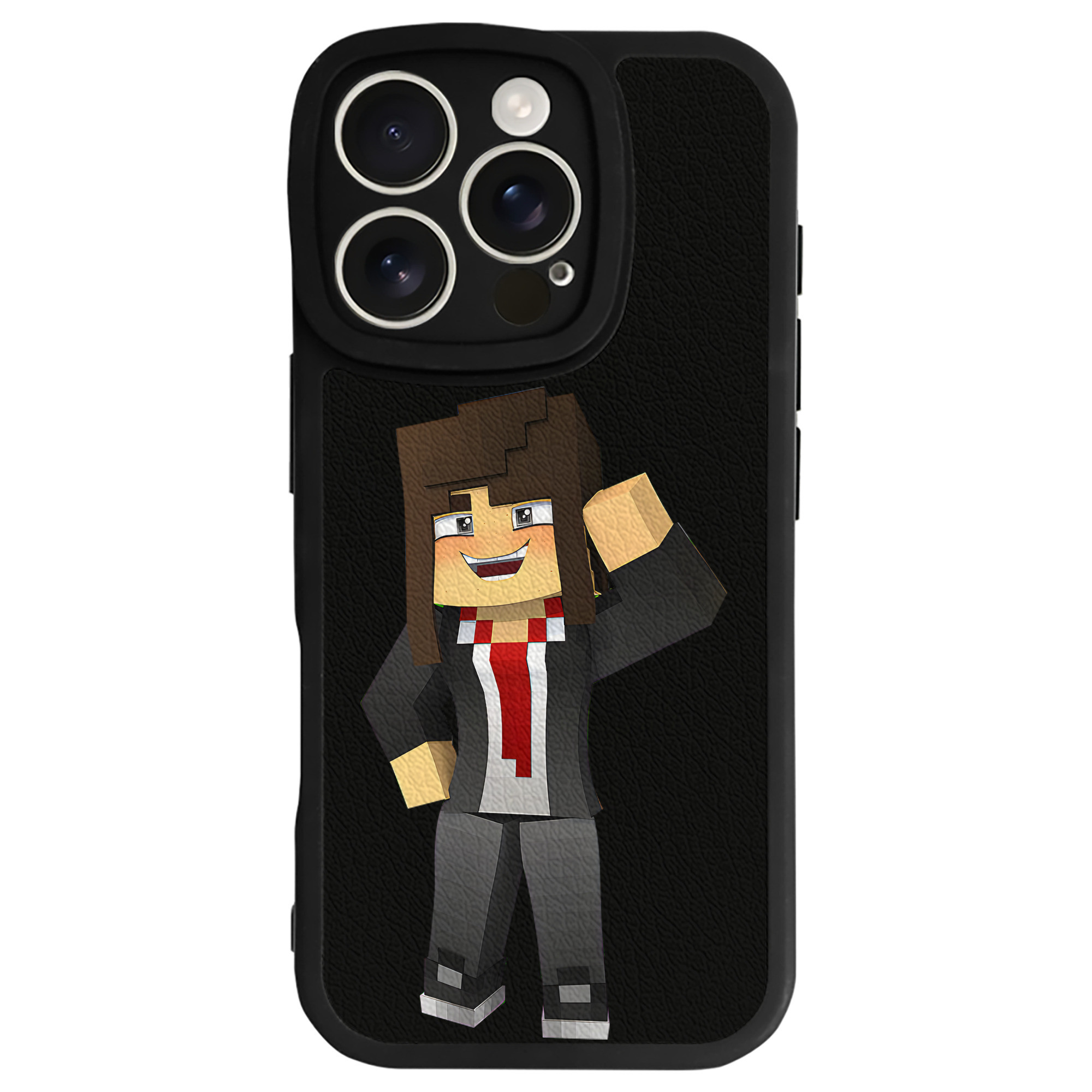 （画像用） マインクラフト ブロックの世界 Minecraft MC Block world 【iPhone 16シリーズ対応】シリコンスマホケース（レザー調） 材質：シリコン